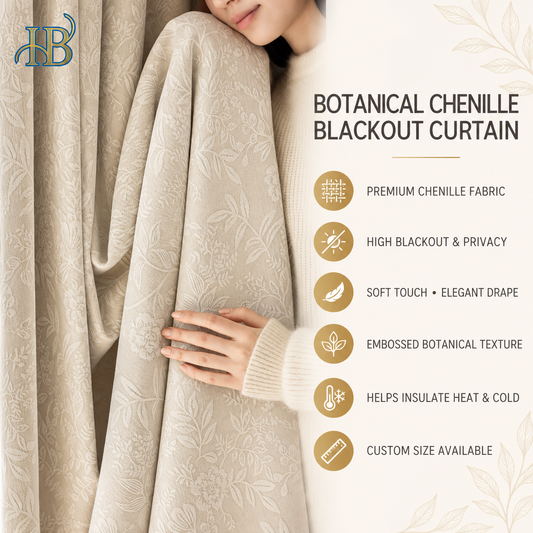 Botanical chenille blackout curtain features and benefits