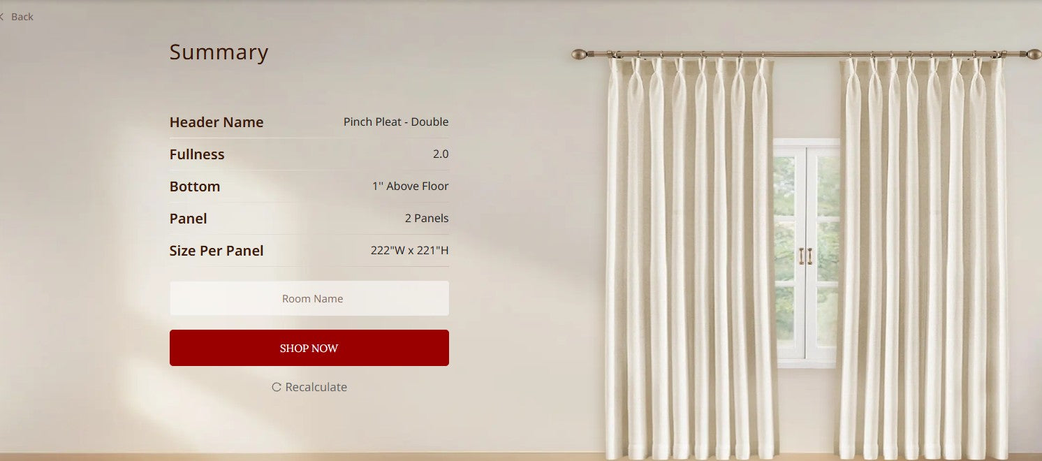 Selected curtain header style preview
